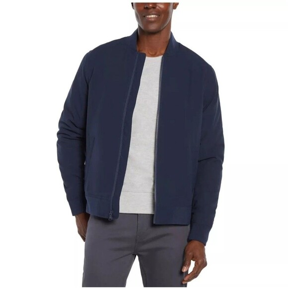 Banana Republic Men's L Bomber Jacket Moisture Resistant Logo Zip Blue NWT - Picture 3 of 14